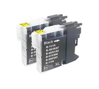 HRNJX Jeu de Cartouches d'encre pour imprimantes LC38 LC39 LC61 LC65 LC980 LC985 LC990 LC1100 pour DCP-J125 DCP-J185C DCP-J195C DCP-J315W DCP-145C DCP-185C DCP-385C DCP-535(K 2PC)