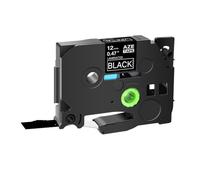 HRNJX Ruban d'étiquettes Blanc sur Noir, 12mm, Tze-335, Compatible avec Les Machines PT-1000, 1PK à 10PK(1Pcs-White on Black)