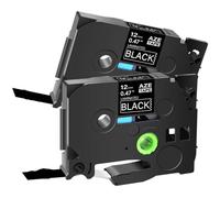 HRNJX Ruban d'étiquettes Blanc sur Noir, 12mm, Tze-335, Compatible avec Les Machines PT-1000, 1PK à 10PK(2Pcs-White on Black)