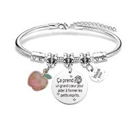 Hroanc Bracelet Cadeau Maitresse D'école Fin D'année Cadeau Fête Des Mère Cadeau Atsem Nounou Merci Maitresse Cadeau Fin D'année Scolaire Cadeau Noel Maitresse D'école Cadeau Maitresse Maternelle