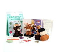 Hroevc Kit de crochet vache Highland pour débutants, apprendre à amigurumi - Cadeau pour adultes et enfants (15 ans et plus), kit de tricot facile pour débutants (vache)