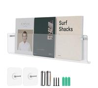 Hrokz Porte Revue Mural Plastique Transparent, 40cm/60cm/80cm/100cm Porte Revue Bureau Acrylique (Adhesif Mural ou Percage),Porte Document Porte-magazines et Porte-journaux