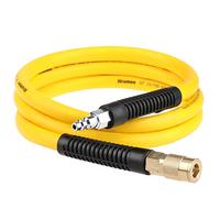 Hromee Hybrid Lead-in Air Hose 3/8 Inch x 6FT with 1/4"NPT Quick Coupler and Plug 300PSI Yellow Whip Compressor Hose Short