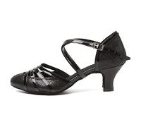 HROYL Chaussures de Danse Latine Femme Salsa Bachata Paillettes Bout Fermé Chaussures Danse Tango de Salon 512 Noir 38.5 EU
