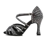 HROYL Chaussures de Danse Latine Femmes Salsa Bachata Valse Chaussures Danse De Salon YCL356-7.5,Noir,40EU