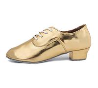 HROYL Hommes&Garçons Chaussure de Danse pour Danse Moderne Latine Jazz Salsa Tango Salle de Bal en Cuir Semelle Souple,702-or,EU44