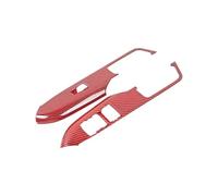 HRQCTIM Panneau De Poignée De Porte De Voiture Bouton De Commutation De Lève-vitre Garniture De Cadre Pour Ford Pour Mustang 2015 - 2023 (Red Carbon fiber pattern)