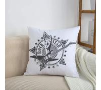 HRRASFAZF Housse de Coussin Décor - Fermeture Éclair Invisible - Housse Coussin Doux,Confortable,Guitare, étoiles avec Signe Rock, Conception d'instrument de Musique Monochrome, Vie de Rock,50x50 cm