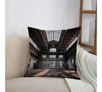 HRRASFAZF Housse de Coussin Décor - Fermeture Éclair Invisible - Housse Coussin Doux,Confortable, Industriel, dans Un Hangar Architecture Ancienne Urbaine Construction Windows utilisée, Cha,50x50 cm