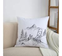 HRRASFAZF Housse de Coussin Décor - Fermeture Éclair Invisible - Housse Coussin Doux,Confortable,Malamute d'Alaska, traîneau à Chiens dans Un Paysage de Montagne Hivernal, avec des Montagne,50x50 cm