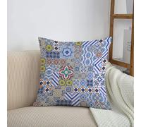 HRRASFAZF Housse de Coussin Décor - Fermeture Éclair Invisible - Housse Coussin Doux,Confortable,Mosaïque Marocaine, mosaïque Marocaine Classique inspirée de la mosaïque de Style mosaïque,50x50 cm
