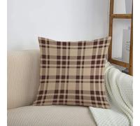 HRRASFAZF Housse de Coussin Décor - Fermeture Éclair Invisible - Housse Coussin Doux,Confortable,Motif à Carreaux Classique en Terre, Motif carré tissé Beige et Marron,50x50 cm