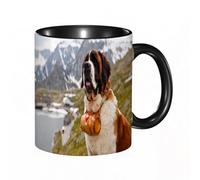 HRRASFAZF Tasse à Café | Tasse Céramique Fine | Cadeau Original | 330ml | Mug avec Anse | Cadeau Original pour Homme et Femme | Le chien et les montagnes sont tous deux de beaux cadeaux que Dieu nous