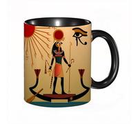 HRRASFAZF Tasse à Café | Tasse Céramique Fine | Cadeau Original | 330ml | Mug avec Anse | Cadeau Original pour Homme et Femme | Égyptien, ancien caractère Soleil Grâce égyptienne antique