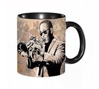 HRRASFAZF Tasse à Café | Tasse Céramique Fine | Cadeau Original | 330ml | Mug avec Anse | Cadeau Original pour Homme et Femme | Ensemble de musique jazz, illustration de style grunge d'un musicien af