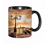 HRRASFAZF Tasse à Café | Tasse Céramique Fine | Cadeau Original | 330ml | Mug avec Anse | Cadeau Original pour Homme et Femme | Lagune de Venise. Gondoles amarrées sur la place Saint-Marc sur les Gra