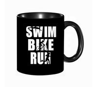 HRRASFAZF Tasse à Café | Tasse Céramique Fine | Cadeau Original | 330ml | Mug avec Anse | Cadeau Original pour Homme et Femme | Citation de lettrage dessiné à la main sur le triathlon Nagez vite Fait