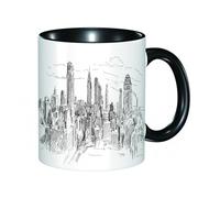 HRRASFAZF Tasse à Café | Tasse Céramique Fine | Cadeau Original | 330ml | Mug avec Anse | Cadeau Original pour Homme et Femme | New York, paysage urbain de New York dessiné à la main, tourisme viag