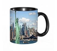 HRRASFAZF Tasse à Café | Tasse Céramique Fine | Cadeau Original | 330ml | Mug avec Anse | Cadeau Original pour Homme et Femme |, New York, Statue de la Liberté dans le port urbain de New York City I