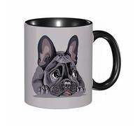 HRRASFAZF Tasse à Café | Tasse Céramique Fine | Cadeau Original | 330ml | Mug avec Anse | Cadeau Original pour Homme et Femme | Portrait de bouledogue français. Illustration vectorielle.