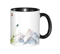 HRRASFAZF Tasse à Café | Tasse Céramique Fine | Cadeau Original | 330ml | Mug avec Anse | Cadeau Original pour Homme et Femme | Cigale et petit escargot sur des feuilles d'herbe. Peinture à l'encre t