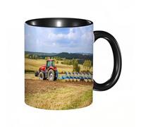 HRRASFAZF Tasse à Café | Tasse Céramique Fine | Cadeau Original | 330ml | Mug avec Anse | Cadeau Original pour Homme et Femme | Un tracteur avec une grande charrue laboure un tracteur de champ avec