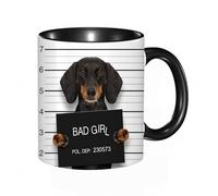 HRRASFAZF Tasse à Café | Tasse Céramique Fine | Cadeau Original | 330ml | Mug avec Anse | Cadeau Original pour Homme et Femme | Un teckel tenant une bannière du service de police comme photo d'identi
