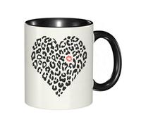 HRRASFAZF Tasse à Café | Tasse Céramique Fine | Cadeau Original | 330ml | Mug avec Anse | Cadeau Original pour Homme et Femme | Baiser, motif peau de léopard sauvage en forme de cœur et un Ki