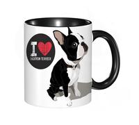 HRRASFAZF Tasse à Café | Tasse Céramique Fine | Cadeau Original | 330ml | Mug avec Anse | Cadeau Original pour Homme et Femme | Boston Terrier Gros plan Chien domestique Boston Love Textures Animaux