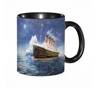 HRRASFAZF Tasse à Café | Tasse Céramique Fine | Cadeau Original | 330ml | Mug avec Anse | Cadeau Original pour Homme et Femme | Peinture à l'huile originale du Titanic et d'un iceberg dans l'océan la