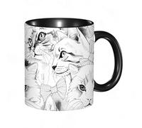 HRRASFAZF Tasse à Café | Tasse Céramique Fine | Cadeau Original | 330ml | Mug avec Anse | Cadeau Original pour Homme et Femme | modèle avec des portraits d'images de chats en cravate.