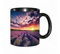 HRRASFAZF Tasse à Café | Tasse Céramique Fine | Cadeau Original | 330ml | Mug avec Anse | Cadeau Original pour Homme et Femme | Vue panoramique des champs de lavande à Valensole. Provence France