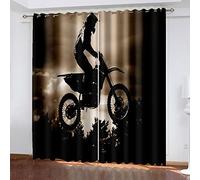 HRSDYJ Rideaux 132 x 138 cm Moto Rideau Isolant Thermique Rideaux Occultants Isolants Tissu Doux et Infroissable Rideau à œillets pour Chambre Salon Cuisine 2 Pièces