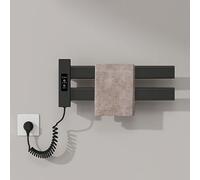 HRSMTY Warm Towel Mini/Porte-Serviettes Chauffant Mural Radiateur Sèche-Serviettes Électrique 450×180mm Chauffe-Serviettes à Température Réglable avec Minuterie Faible Consommation Salle de Bain Noir