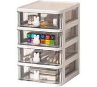 HRTLSS Unité de Rangement de Bureau avec tiroirs, Organisateur de Rangement de Type tiroir, Petit Organisateur de Papeterie de cosmétiques, pour la Maison, l'école, Le Bureau (4 Couche,Blanc)