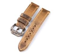 HRTUFN cuicu Bracelet de montre en cuir véritable fait main 20 21 22 23 24 26MM Demi-pli sans intercalaire Première couche bronze vachette(26mm)