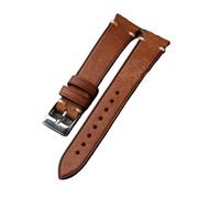 HRTUFN cuicu Bracelet de montre vintage en cuir brossé 18 19 20 21 22 mm souple ultra fin, noir, marron, vert gris avec bracelet antique(Brown,20mm)