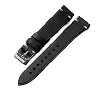 HRTUFN cuicu Bracelet de montre vintage en cuir brossé 18, 19, 20, 21, 22 mm, ultra fin, souple, noir, marron, vert-gris avec bracelet antique(E color,22mm)
