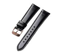 HRTUFN cuicu Bracelet de montre vintage en cuir cheval qualité supérieure, 18, 20 et 22 mm, cousu main, véritable, for homme(Rose Gold Buckle,18mm)