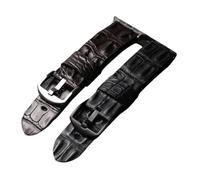 HRTUFN cuicu Bracelet en cuir de crocodile fait main 49MM 45MM 44MM 42MM 41MM 40MM Cuir véritable souple vintage, style punk M(Brown Silver Buckle,45mm 44mm 42mm)