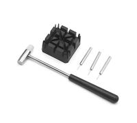 HRTUFN MIUYTRN Kit d'outils de réparation for Bracelet Montre, 5 pièces/Ensemble, poinçon, Marteau, Support, Outil d'horloger cuicui(Black and Black)