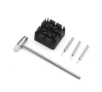 HRTUFN MIUYTRN Kit d'outils de réparation for Bracelet Montre, 5 pièces/Ensemble, poinçon, Marteau, Support, Outil d'horloger cuicui(Silver and Black)