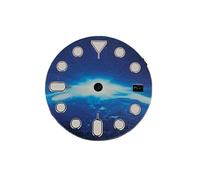 HRTUFN WCC00816 Cadran de Montre NH35 28,5 mm, Motif planétaire, Luminescent Vert, avec Date Unique. Accessoires for Mouvement NH35/NH34(1)