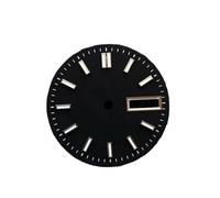 HRTUFN WCC00816 Cadran de Montre NH36 28,5 mm avec Double Date et pièces Modification Lumineuses Vertes for Mouvement NH36A/4R/7S(Schwarz)