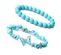Hrtyvhin 2Pc polyvalent papillon main chaîne élégant fait à la main papillon ensemble de bracelets élégant perlé poignet bijoux à la mode