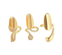 Hrtyvhin 3 pièces anneaux d ' articulation ouverts à la mode avec des anneaux d ' ongles en zircone cubique éblouissants adaptés accessoires d ' ongles et cadeaux accessoire élégant