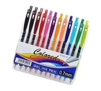 Hrtyvhin 4/6/8/12 Stylos à encre gel de couleur 0,7 mm Pointe Fine Rétractable Coloré pour Carnet Journal Scrapbooking Code Couleur Ergonomique