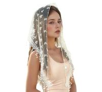 Hrtyvhin Accessoire de mariage léger comme une plume, en trois parties, en maille noire élégante pour cérémonies modernes, voile de mariage délicat en maille, Blanc., taille unique