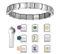 Hrtyvhin Accessoires de bijoux Perles Bracelet Fabrication de bijoux Partie Charm Lien Acier inoxydable Bracelet à breloques italien Acier inoxydable Accessoires italiens, taille unique, comme décrit