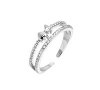 Hrtyvhin Bagues en forme de cœur en cuivre et oxyde de zirconium polyvalentes, cadeau d'anniversaire réglable pour femme avec un design délicat de charme, cadeau romantique en forme de cœur, comme
